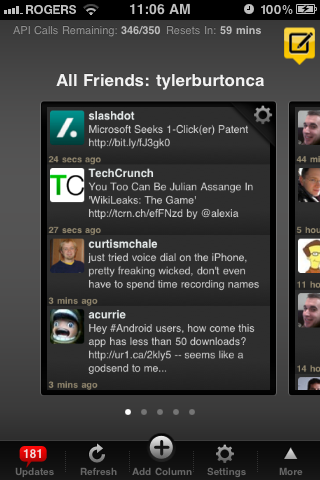 Everything is split up into customizable columns