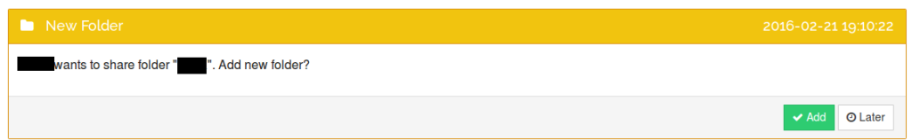 Syncthing alerts you to newly shared folders